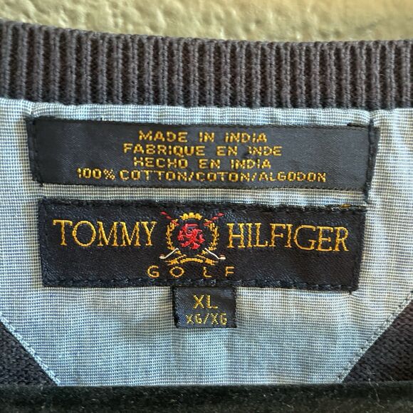 Vintage Tommy Hilfiger Golf Vest Men’s XL Blue Cableknit Pinehurst 1895 Preppy - Picture 4 of 6
